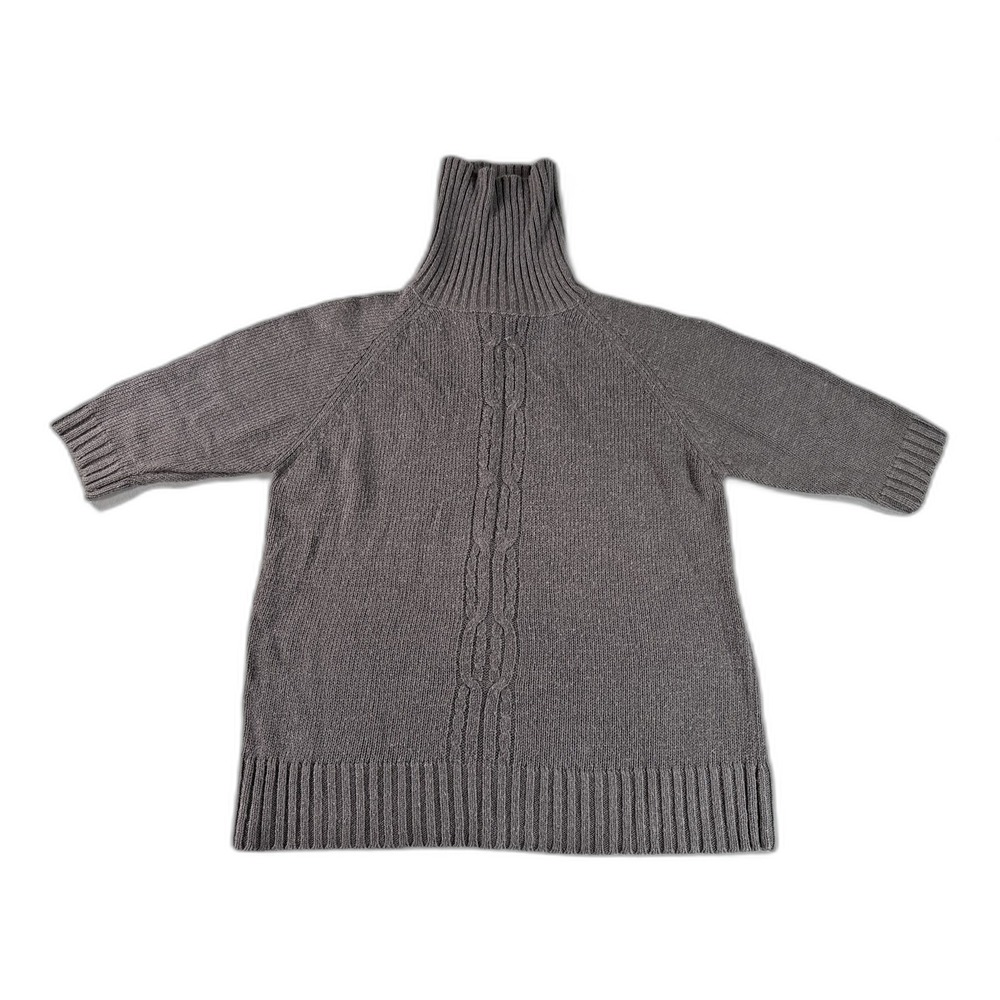 SAG HARBOR H03154 Cable Knit Turtleneck Sweater Unisex Medium Gray Relaxed Fit